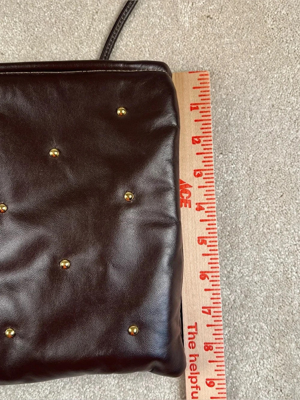 Vintage Pruse Genuine Leather Made in USA Brown Studded - Picture 9 of 10